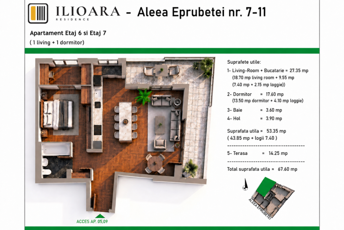 2 camere, 67 mp, 500 m metrou Nicolae Grigorescu (Ilioara), Park Lake