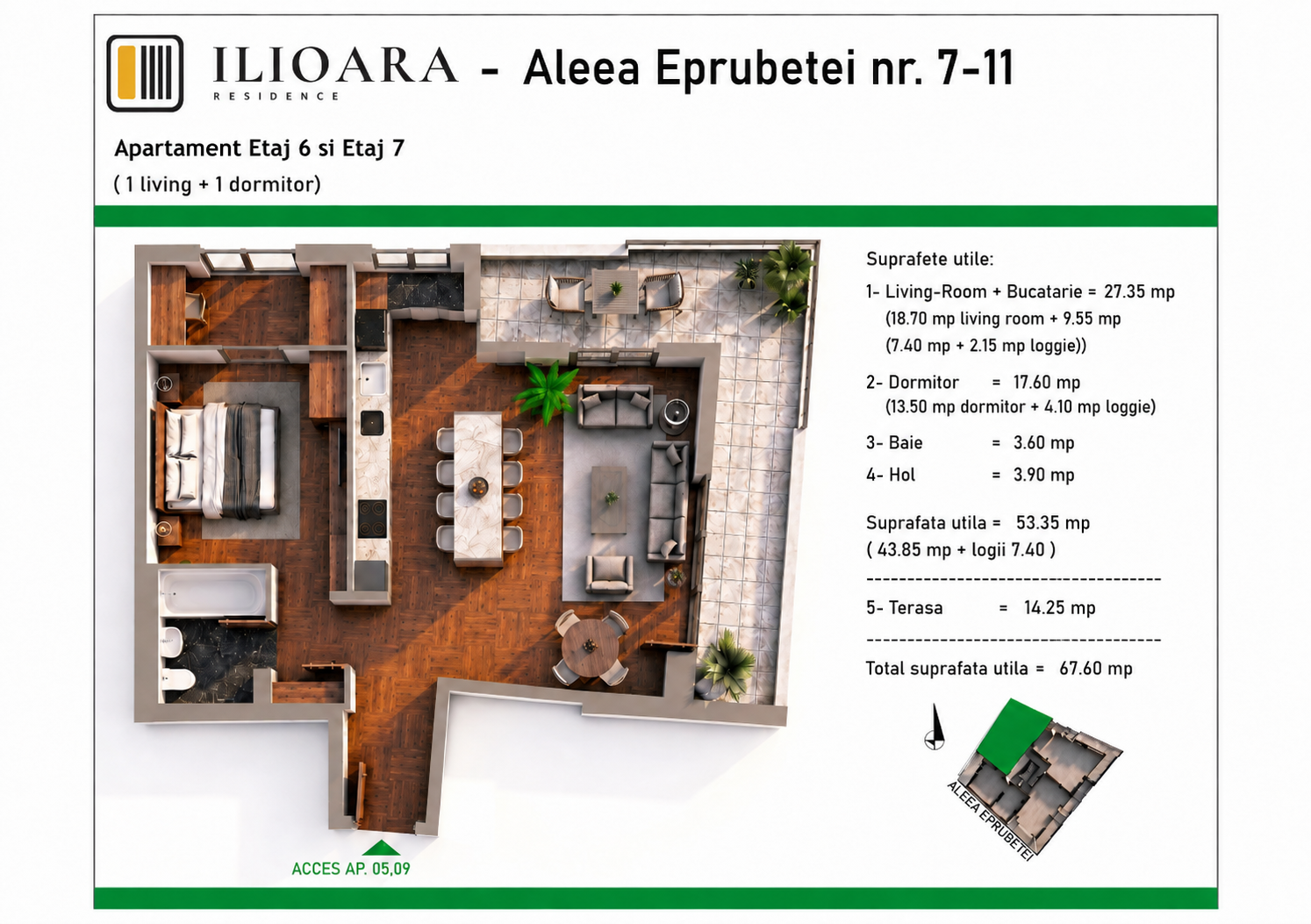 2 camere, 67 mp, 500 m metrou Nicolae Grigorescu (Ilioara), Park Lake