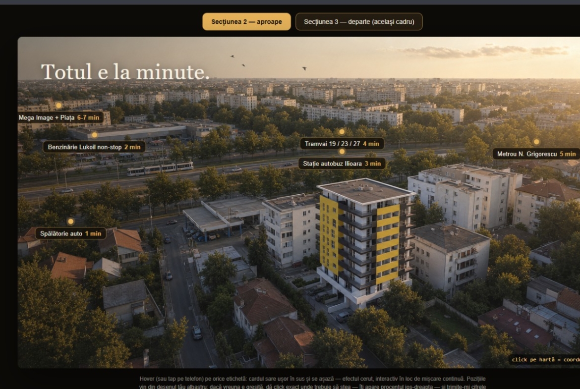 3 camere, 72 mp, 500 m metrou Nicolae Grigorescu (Ilioara), Park Lake