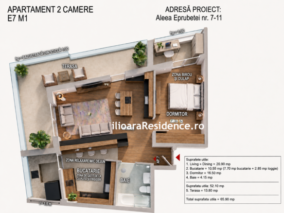 2 camere, 65 mp utili, 500 m metrou Nicolae Grigorescu (Ilioara), Park Lake